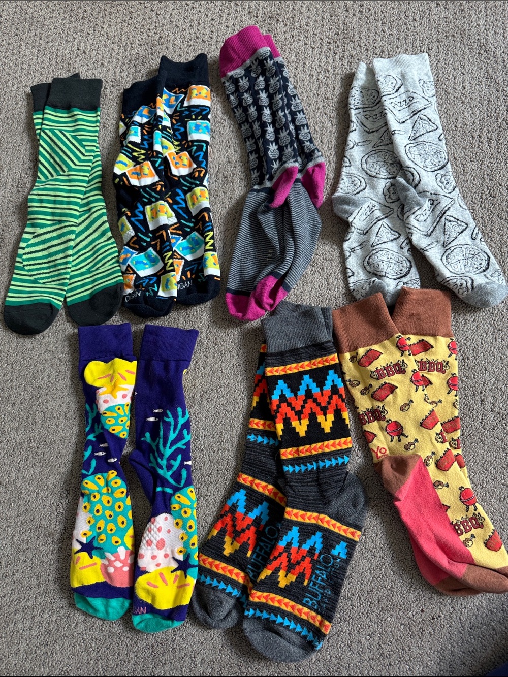 Colorful Patterned Men's Socks - Assorted Multi (lot of 7 pairs)